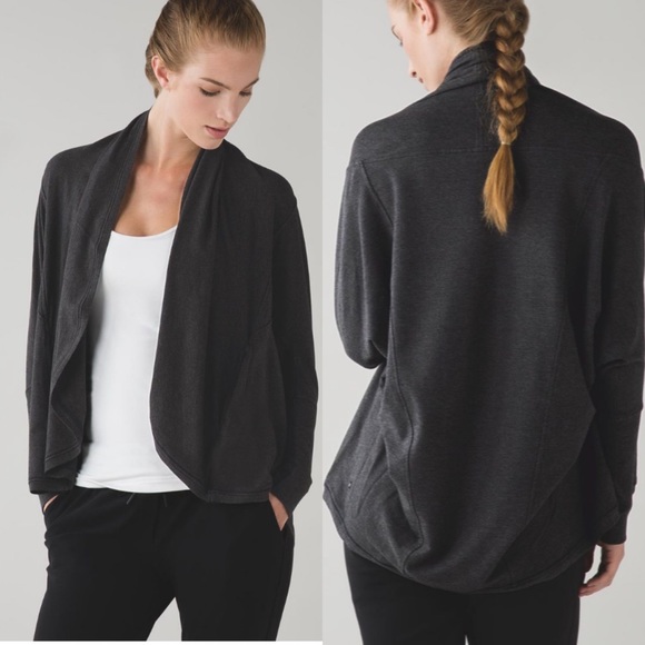 lululemon athletica Sweaters - Lululemon To & Flow Wrap Jacket Open Front Cardigan: Heathered Mod Black Grey